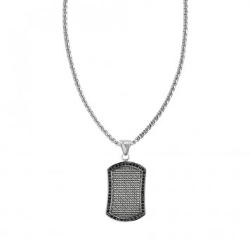 Подвеска ZIPPO Black Crystal Pendant Necklace, серебристо-чёрная, с цепочкой 60 см, сталь, 35 мм-1