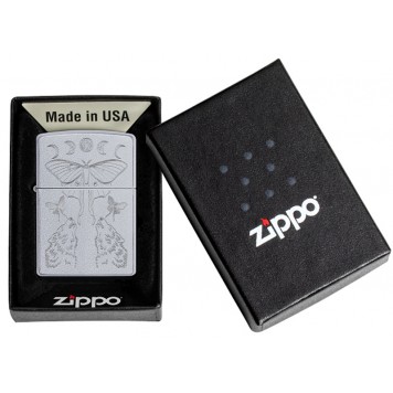 Зажигалка ZIPPO Butterfly and Wolf с покрытием Satin Chrome, латунь/сталь, серебристая, 38x13x57 мм-3