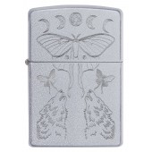 Зажигалка ZIPPO Butterfly and Wolf с покрытием Satin Chrome, латунь/сталь, серебристая, 38x13x57 мм