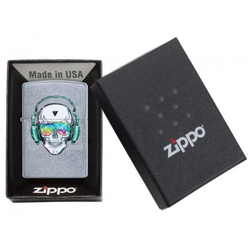 Зажигалка ZIPPO Skull Headphone с покрытием Street Chrome™, латунь/сталь, серебристая, 38x13x57 мм-5