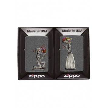 Набор ZIPPO Влюбленные зомби из двух зажигалок с покрытием Iron Stone™, серые, матовые-3