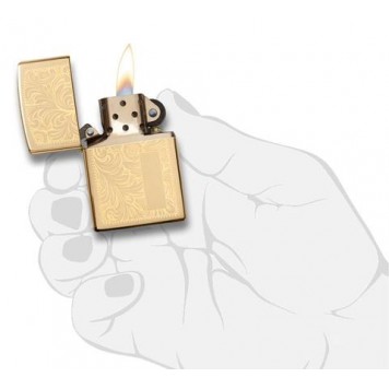 Зажигалка ZIPPO Venetian® с покрытием High Polish Brass, латунь/сталь, золотистая, 38x13x57 мм-1