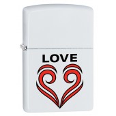 Зажигалка ZIPPO 214 Love Theme с покрытием White Matte, латунь/сталь, белая, матовая, 36x12x56 мм