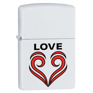 Зажигалка ZIPPO 214 Love Theme с покрытием White Matte, латунь/сталь, белая, матовая, 36x12x56 мм