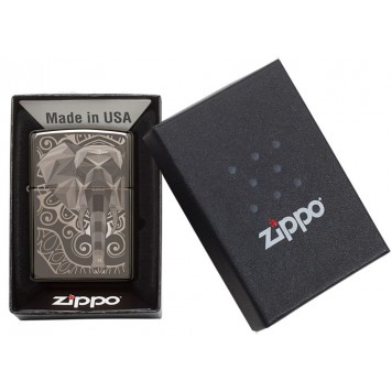 Зажигалка ZIPPO Elephant Fancy Fill Design с покрытием Black Ice®, латунь/сталь, чёрная, 38x13x57 мм-6