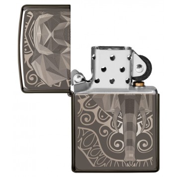 Зажигалка ZIPPO Elephant Fancy Fill Design с покрытием Black Ice®, латунь/сталь, чёрная, 38x13x57 мм-2