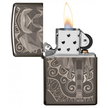 Зажигалка ZIPPO Elephant Fancy Fill Design с покрытием Black Ice®, латунь/сталь, чёрная, 38x13x57 мм-1