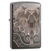 Зажигалка ZIPPO Elephant Fancy Fill Design с покрытием Black Ice®, латунь/сталь, чёрная, 38x13x57 мм