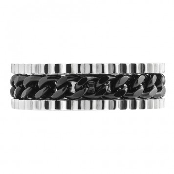 Кольцо ZIPPO Link Chain Ring, серебристо-чёрное, с цепочным орнаментом, сталь, диаметр 22,3 мм-1