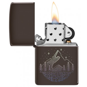 Зажигалка ZIPPO Mountain Design с покрытием Brown, латунь/сталь, коричневая, матовая, 38x13x57 мм-2