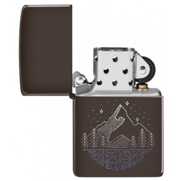 Зажигалка ZIPPO Mountain Design с покрытием Brown, латунь/сталь, коричневая, матовая, 38x13x57 мм-3