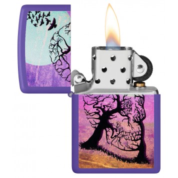 Зажигалка ZIPPO Skull Tree с покрытием Purple Matte, латунь/сталь, черная 38x13x57 мм-2