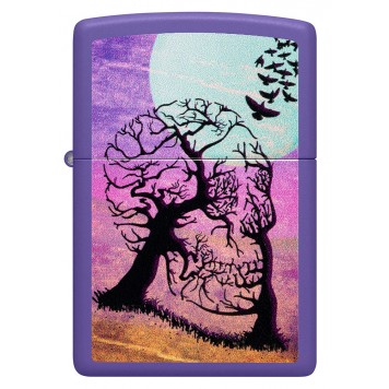 Зажигалка ZIPPO Skull Tree с покрытием Purple Matte, латунь/сталь, черная 38x13x57 мм-1