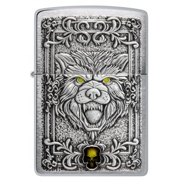 Зажигалка ZIPPO Wolf Emblem с покрытием Brushed Chrome, латунь/сталь, серебристая, 36x13x57 мм-1