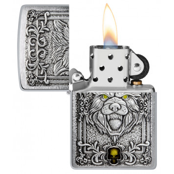 Зажигалка ZIPPO Wolf Emblem с покрытием Brushed Chrome, латунь/сталь, серебристая, 36x13x57 мм-2