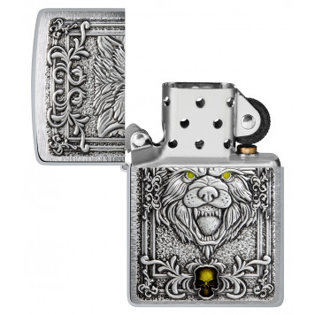 Зажигалка ZIPPO Wolf Emblem с покрытием Brushed Chrome, латунь/сталь, серебристая, 36x13x57 мм-3