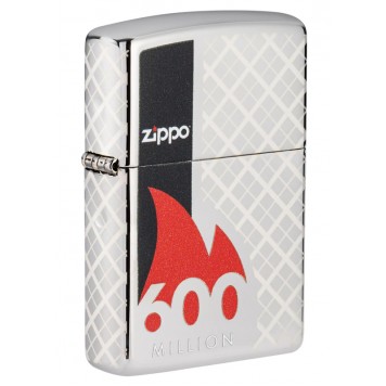 Зажигалка ZIPPO 600 Million с покрытием High Polish Chrome, латунь/сталь, серебристая, 38x13x57 мм