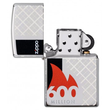 Зажигалка ZIPPO 600 Million с покрытием High Polish Chrome, латунь/сталь, серебристая, 38x13x57 мм-3