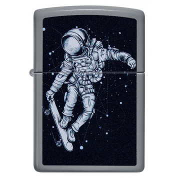 Зажигалка ZIPPO Skateboarding Astronaut с покрытием Flat Grey, латунь/сталь, серая, 38x13x57 мм-1