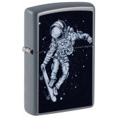 Зажигалка ZIPPO Skateboarding Astronaut с покрытием Flat Grey, латунь/сталь, серая, 38x13x57 мм