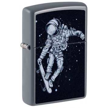 Зажигалка ZIPPO Skateboarding Astronaut с покрытием Flat Grey, латунь/сталь, серая, 38x13x57 мм