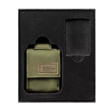 Набор ZIPPO: чёрная зажигалка Black Crackle® и зелёный нейлоновый чехол, в подарочной коробке-2