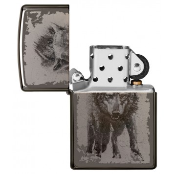 Зажигалка ZIPPO Wolf Design с покрытием Black Ice®, латунь/сталь, чёрная, глянцевая, 38x13x57 мм-2