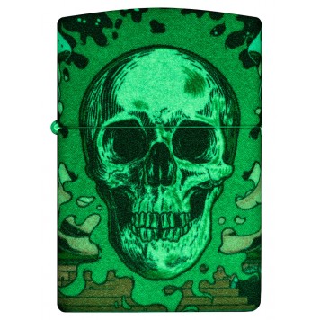 Зажигалка ZIPPO Skull Design с покрытием Glow In The Dark Green,латунь/сталь,разноцветная38x13x57 мм-10