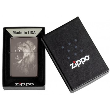 Зажигалка ZIPPO Lion Design с покрытием Black Ice®, латунь/сталь, чёрная, глянцевая, 38x13x57 мм-2