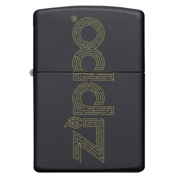 Зажигалка ZIPPO Zippo Design с покрытием Black Matte, латунь/сталь, чёрная, матовая, 38x13x57 мм