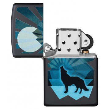 Зажигалка ZIPPO Wolf and Moon с покрытием Black Matte, латунь/сталь, чёрная, матовая, 38x13x57 мм-2