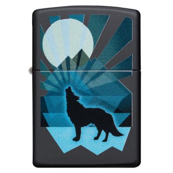 Зажигалка ZIPPO Wolf and Moon с покрытием Black Matte, латунь/сталь, чёрная, матовая, 38x13x57 мм-3