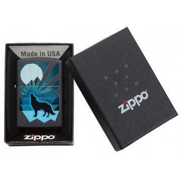 Зажигалка ZIPPO Wolf and Moon с покрытием Black Matte, латунь/сталь, чёрная, матовая, 38x13x57 мм-6