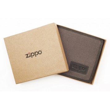 Портмоне ZIPPO, коричневое, натуральная кожа / холщовая ткань, 11x1,5x10,5 см-4