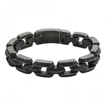 Браслет ZIPPO Antique Link Bracelet, серый, нержавеющая сталь, 20 см-1