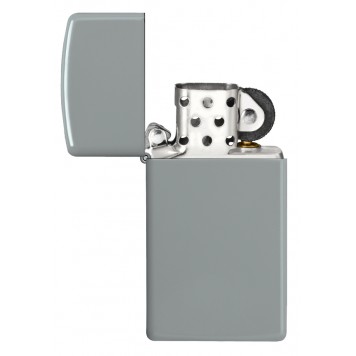 Зажигалка ZIPPO Slim® с покрытием Flat Grey, латунь/сталь, серая, матовая, 29x10x60 мм-3