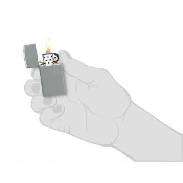 Зажигалка ZIPPO Slim® с покрытием Flat Grey, латунь/сталь, серая, матовая, 29x10x60 мм-4