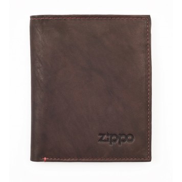 Портмоне ZIPPO, коричневое, натуральная кожа, 10x1,5x12,3 см
