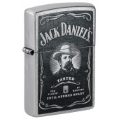 Зажигалка ZIPPO Jack Daniels® с покрытием Street Chrome, латунь/сталь, серебристая, 38x13x57 мм