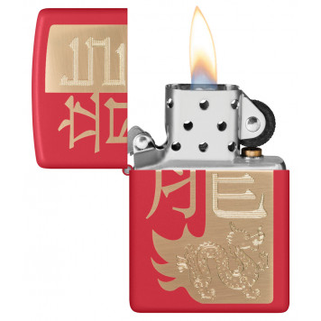 Зажигалка ZIPPO Year of the Dragon 2024 с покрытием Red Matte, латунь/сталь, красная, 38x13x57 мм-2