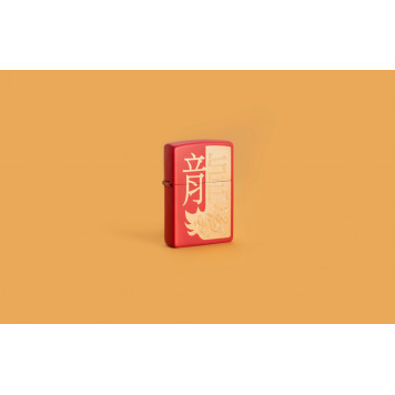 Зажигалка ZIPPO Year of the Dragon 2024 с покрытием Red Matte, латунь/сталь, красная, 38x13x57 мм-6