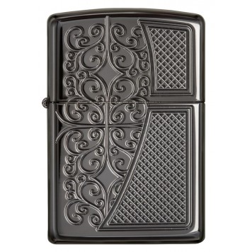 Зажигалка ZIPPO Armor™ с покрытием Black Ice®, латунь/сталь,чёрная, глянцевая, 37х13x58 мм-1