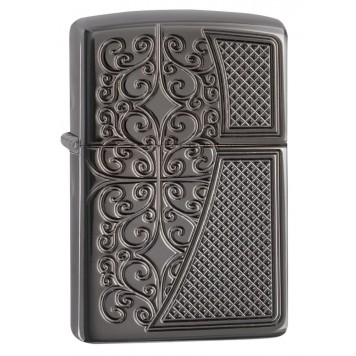 Зажигалка ZIPPO Armor™ с покрытием Black Ice®, латунь/сталь,чёрная, глянцевая, 37х13x58 мм