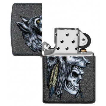 Зажигалка ZIPPO Wolf Skull с покрытием Iron Stone™, латунь/сталь, серая, матовая, 38x13x57 мм-2