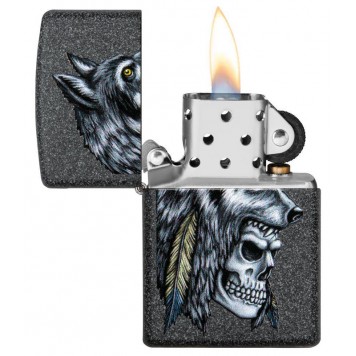 Зажигалка ZIPPO Wolf Skull с покрытием Iron Stone™, латунь/сталь, серая, матовая, 38x13x57 мм-1