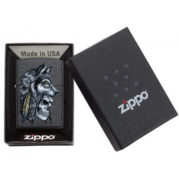 Зажигалка ZIPPO Wolf Skull с покрытием Iron Stone™, латунь/сталь, серая, матовая, 38x13x57 мм-5