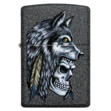 Зажигалка ZIPPO Wolf Skull с покрытием Iron Stone™, латунь/сталь, серая, матовая, 38x13x57 мм-3