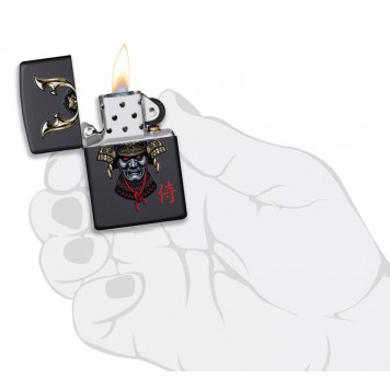 Зажигалка ZIPPO Samurai Helmet Design с покрытием Black Matte, латунь/сталь, чёрная, 38x13x57 мм-4