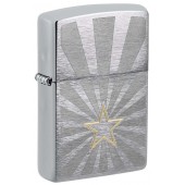 Зажигалка ZIPPO Star Design с покрытием Brushed Chrome, латунь/сталь, серебристая, 36x13x57 мм