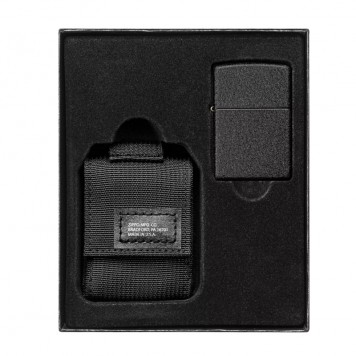 Набор ZIPPO: чёрная зажигалка Black Crackle® и чёрный нейлоновый чехол, в подарочной коробке-1